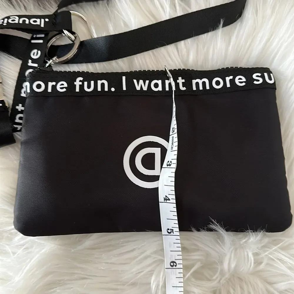 Desigual | Black Zipper Clutch bag with lanyard